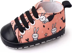 Cute Bunny Sneaker for Baby Girls Toddler Infant Lace-Up First Walking Shoes Spring Casual Non Slip Soft Shoes Comfy