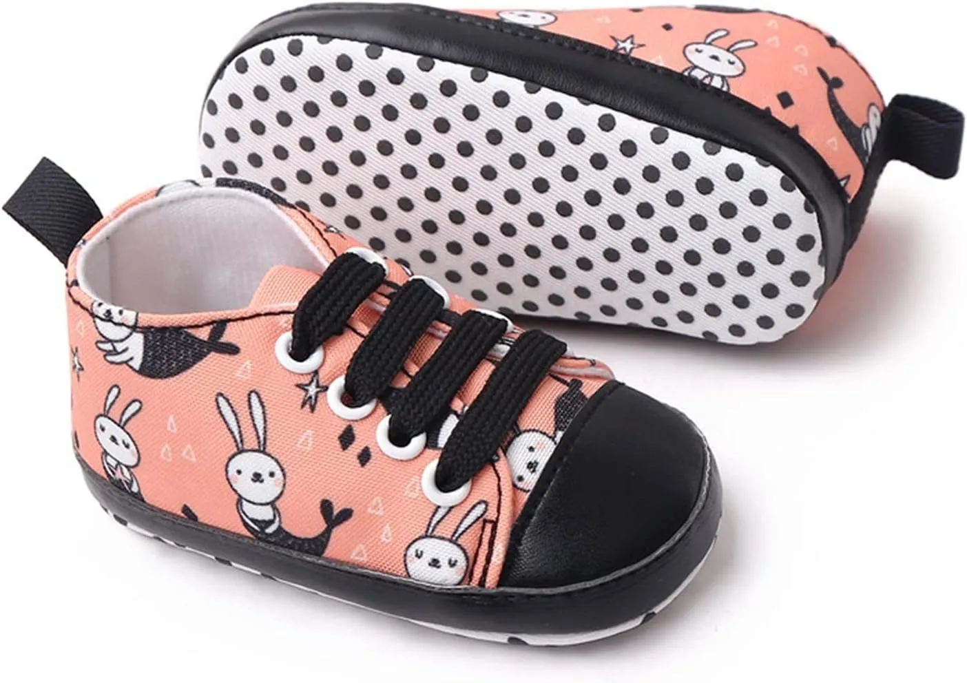Cute Bunny Sneaker for Baby Girls Toddler Infant Lace-Up First Walking Shoes Spring Casual Non Slip Soft Shoes Comfy