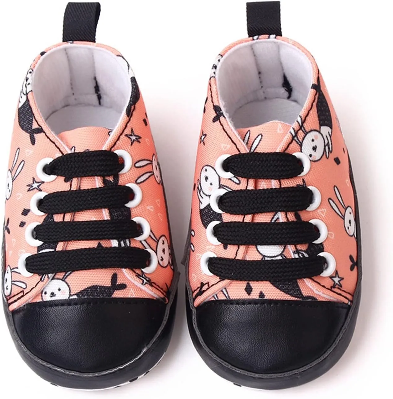 Cute Bunny Sneaker for Baby Girls Toddler Infant Lace-Up First Walking Shoes Spring Casual Non Slip Soft Shoes Comfy