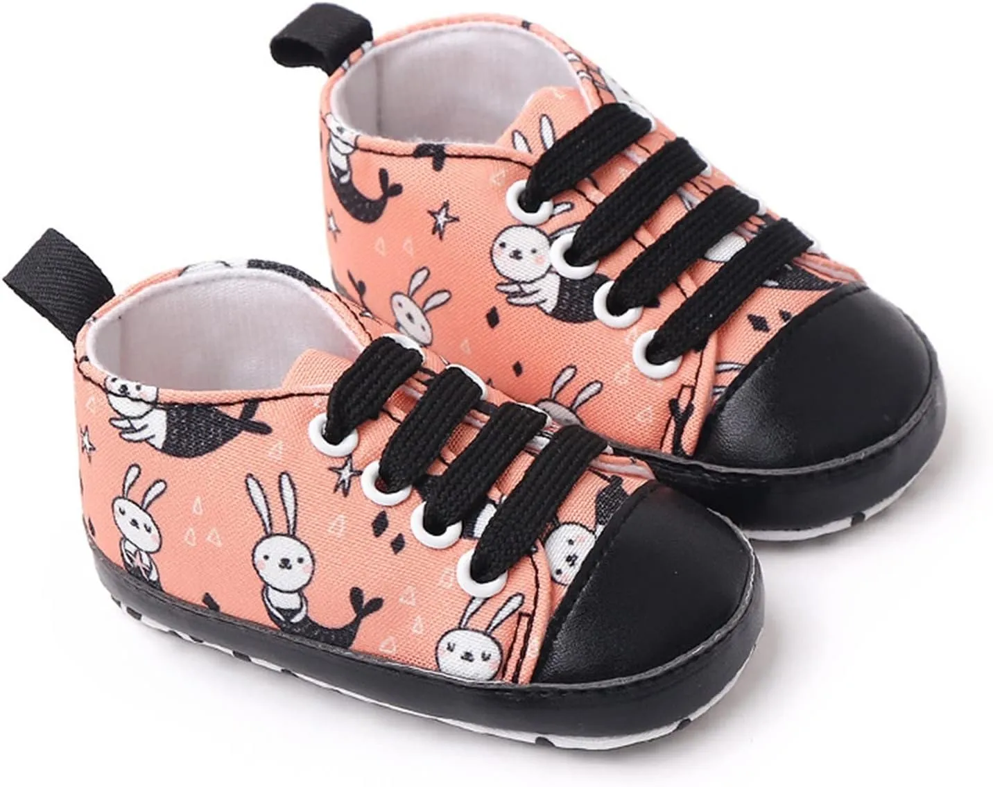 Cute Bunny Sneaker for Baby Girls Toddler Infant Lace-Up First Walking Shoes Spring Casual Non Slip Soft Shoes Comfy