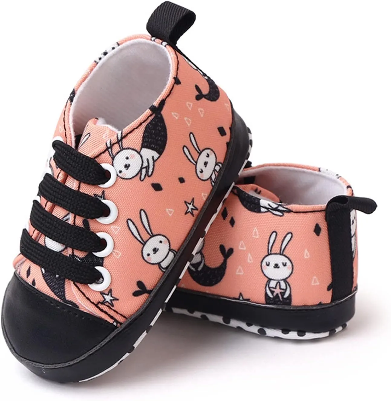 Cute Bunny Sneaker for Baby Girls Toddler Infant Lace-Up First Walking Shoes Spring Casual Non Slip Soft Shoes Comfy
