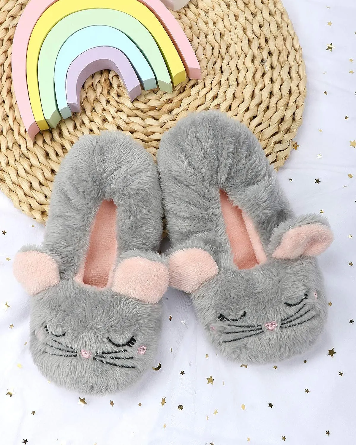 DICUIRD Kid's Animal Slipper Socks, Cartoon Cozy Fleece Indoor Kids Slipper, Fluzzy Warm Bedroom Shoes