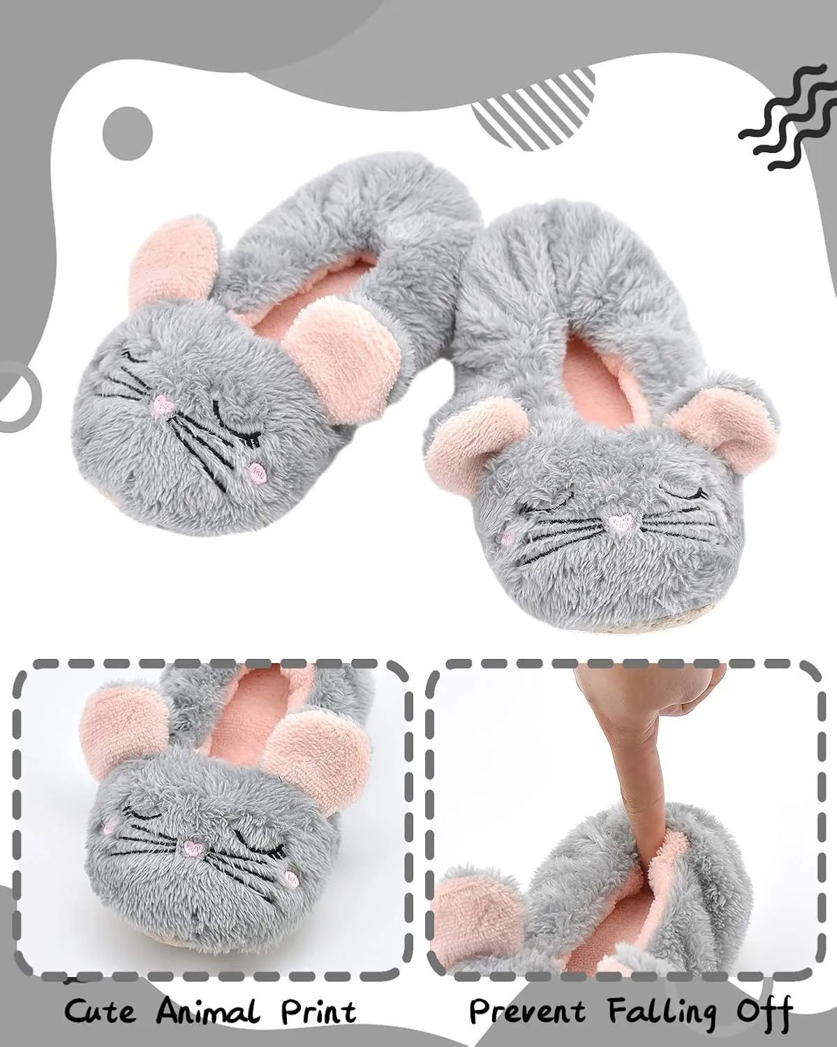 DICUIRD Kid's Animal Slipper Socks, Cartoon Cozy Fleece Indoor Kids Slipper, Fluzzy Warm Bedroom Shoes