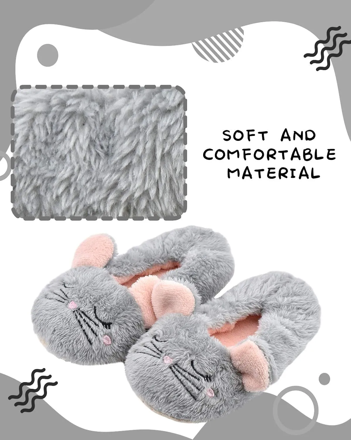 DICUIRD Kid's Animal Slipper Socks, Cartoon Cozy Fleece Indoor Kids Slipper, Fluzzy Warm Bedroom Shoes
