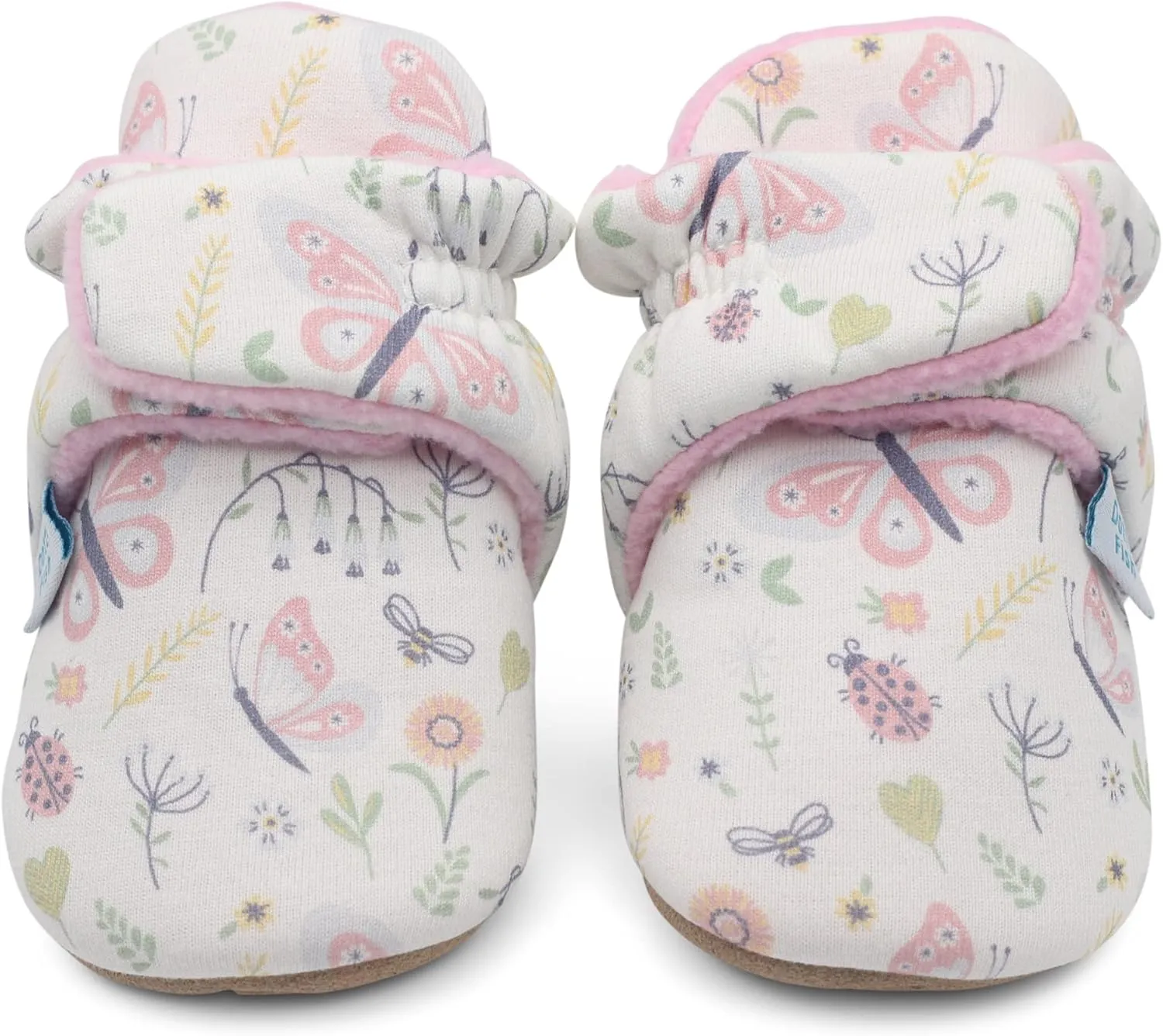 Dotty Fish Fleece Lined Baby Booties - Non-Slip Suede Sole - Warm & Cozy Slippers for Newborns to 24 Months - Perfect Winter Shoes for Babies