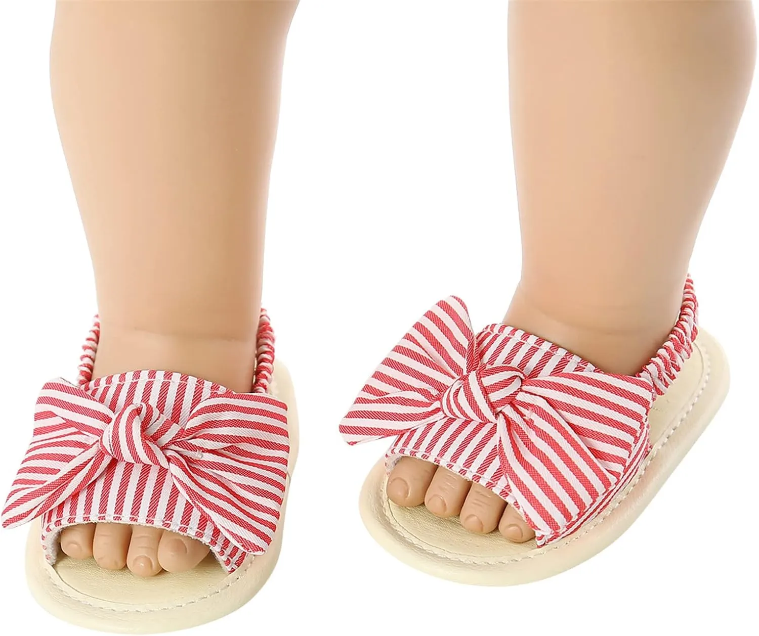 EnJoCho Baby Girls Dot Stripe Summer Sandals Soft Sole Bowknots Flats Toddler First Walkers Crib Shoes Prewalker Sandals