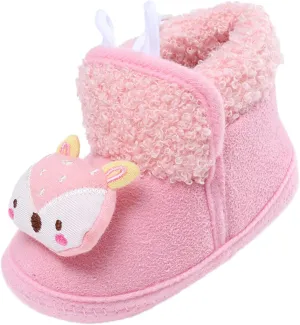 EnJoCho Children Walking Shoes Baby Girls Boys Warm Shoes Soft Sole Booties Snow Boots Comfortable Shoes (Pink, 12-18 Months)