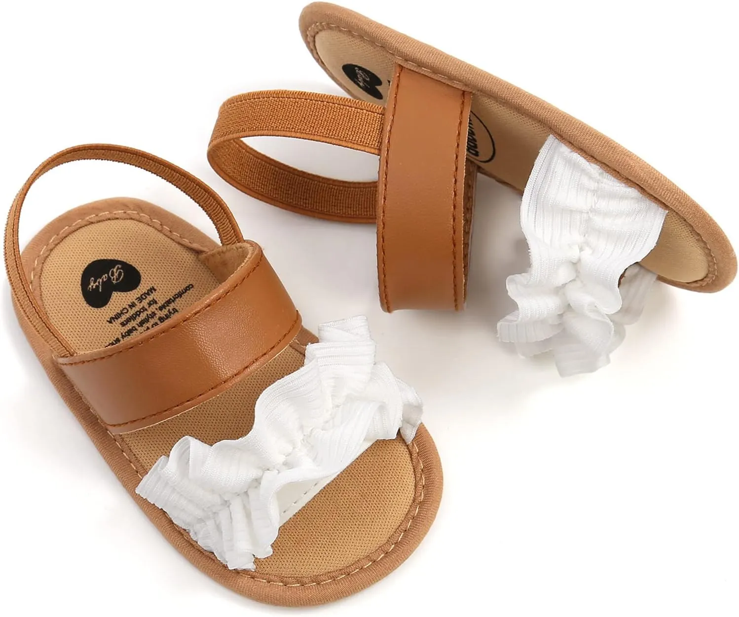 EnJoCho Soft Anti-Slip Rubber Sole Prewalker First Walker Baby Crib Shoes Beach Sandals for Infant Toddler Girls 0-18M