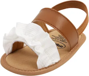 EnJoCho Soft Anti-Slip Rubber Sole Prewalker First Walker Baby Crib Shoes Beach Sandals for Infant Toddler Girls 0-18M