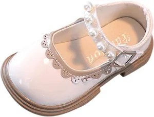 Fashion Autumn Toddler and Girls Casual Shoes Thick Sole Round Toe Buckle Dress Shoes Soft Sole Baby Shoes