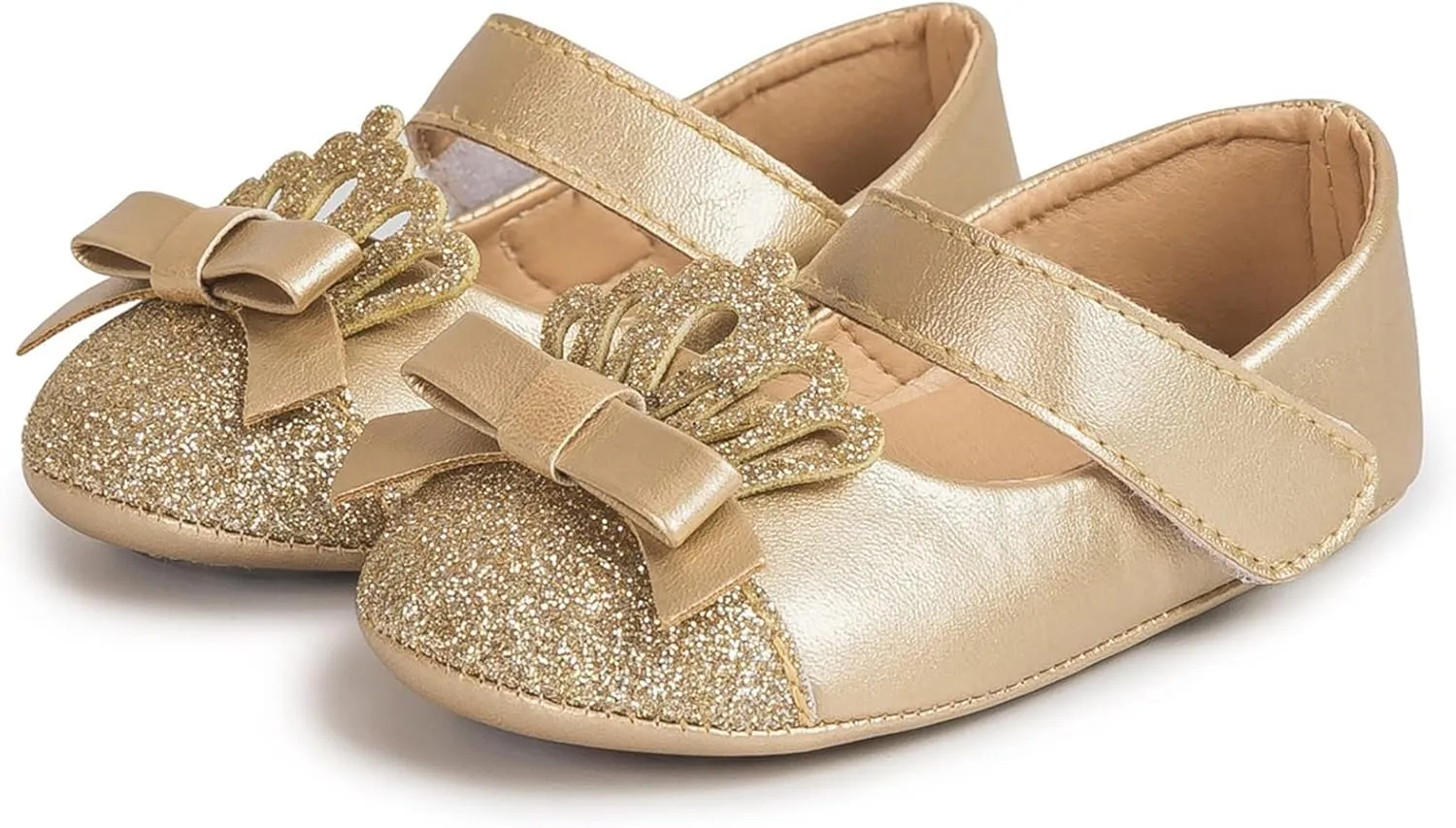 Fashion Crown Princess Shoes Little Kid Shoes Non Slip Soft Sole Walking Shoes Baby Shoes Infant Extra Wide