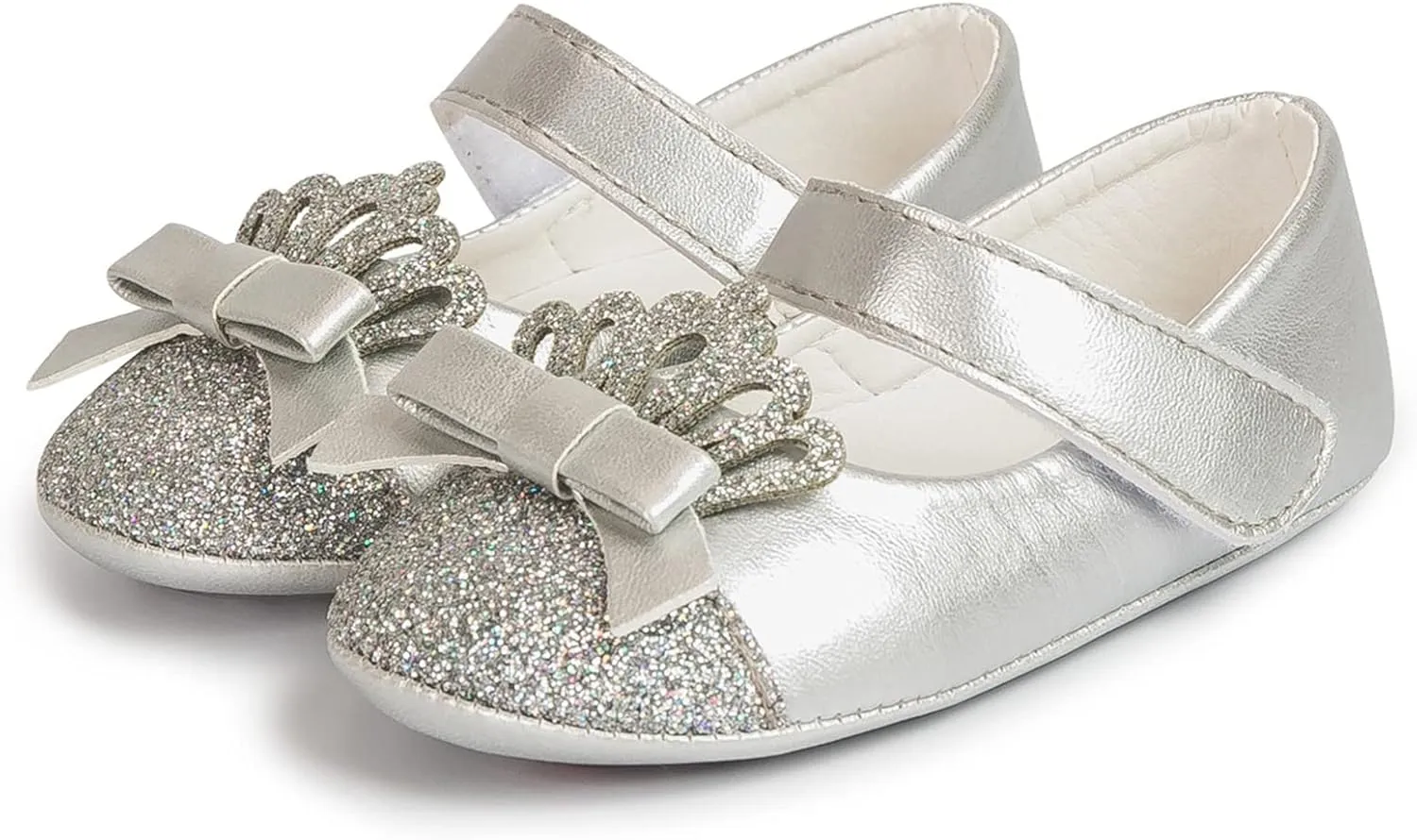 Fashion Crown Princess Shoes Little Kid Shoes Non Slip Soft Sole Walking Shoes Baby Shoes Toddler Daycare Shoes