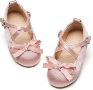 Flaryzone Toddler/Little Girls' Ballerina Flat Mary Jane Princess Dress Shoes - Wedding School Party