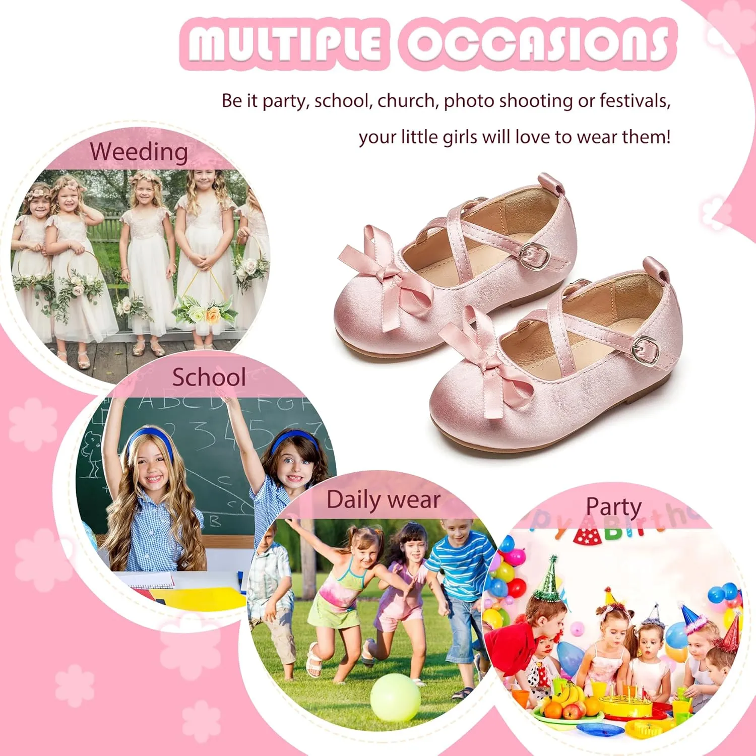 Flaryzone Toddler/Little Girls' Ballerina Flat Mary Jane Princess Dress Shoes - Wedding School Party