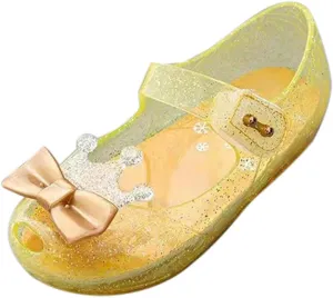 Girl Rubber Shoes Girls Shoes Crown Flash Diamond Crystal Soft Sole Non Slip Sandals Jelly Black Baby Sneaker