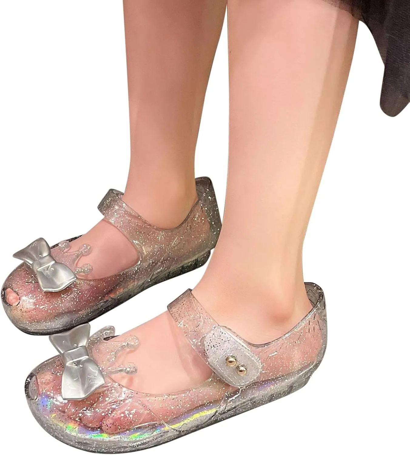 Girl Rubber Shoes Girls Shoes Crown Flash Diamond Crystal Soft Sole Non Slip Sandals Jelly Black Baby Sneaker