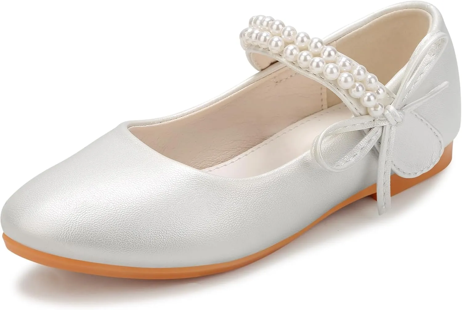 Girls Dress Shoes Mary Jane Princess Shoes Girls' Flats Glitter Low Heels Flower Wedding Party Footwear for Toddler Little/Big Kid