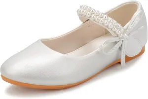 Girls Dress Shoes Mary Jane Princess Shoes Girls' Flats Glitter Low Heels Flower Wedding Party Footwear for Toddler Little/Big Kid