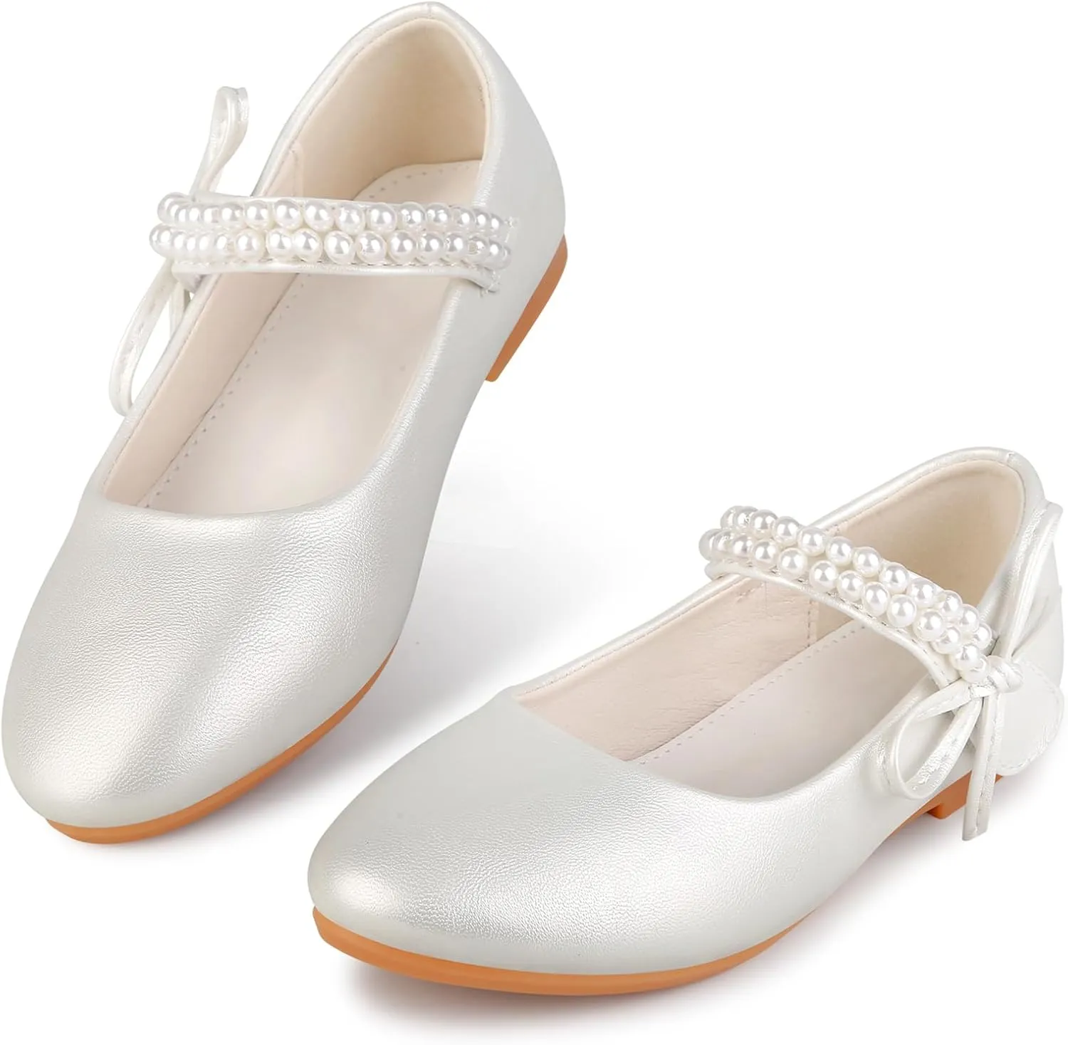 Girls Dress Shoes Mary Jane Princess Shoes Girls' Flats Glitter Low Heels Flower Wedding Party Footwear for Toddler Little/Big Kid