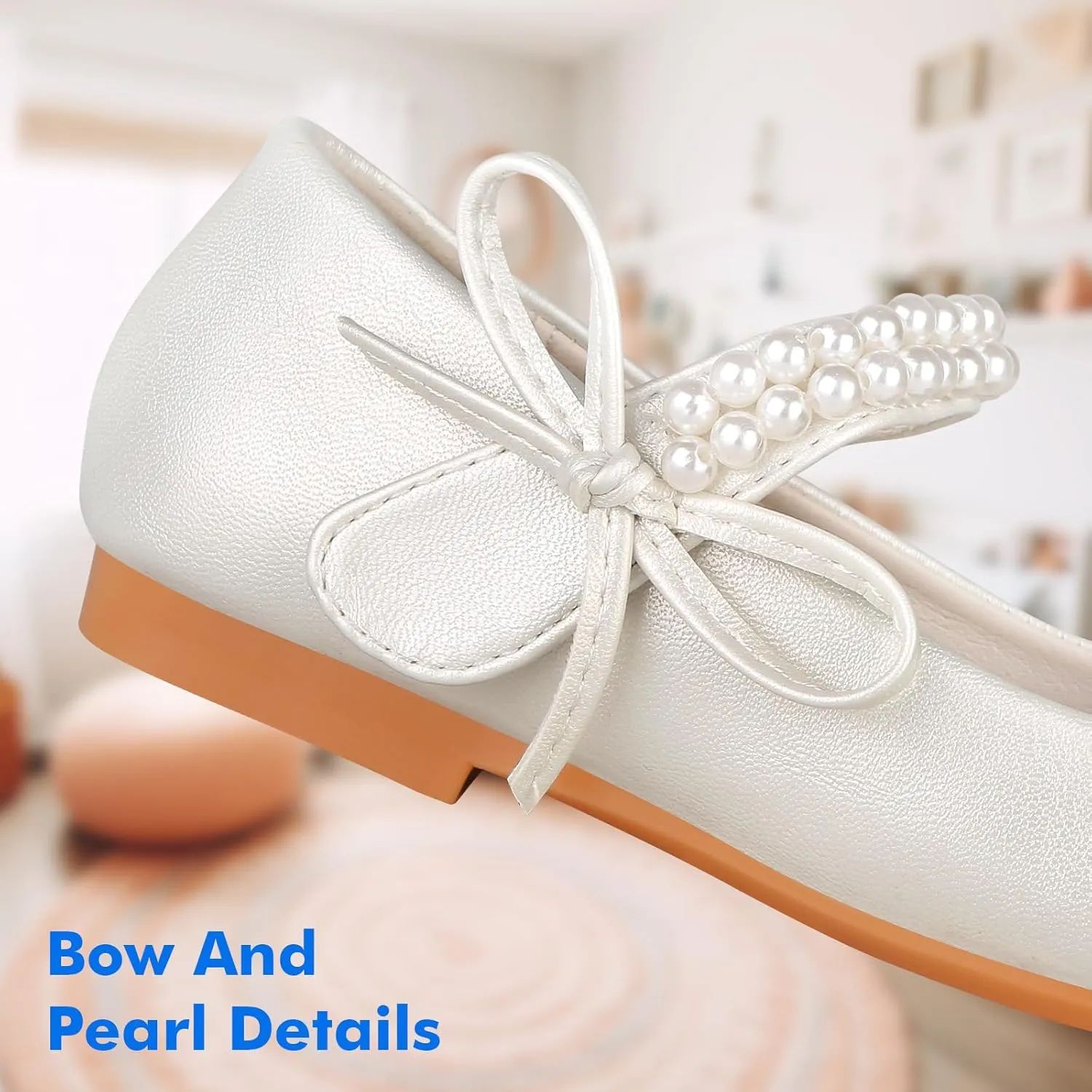 Girls Dress Shoes Mary Jane Princess Shoes Girls' Flats Glitter Low Heels Flower Wedding Party Footwear for Toddler Little/Big Kid