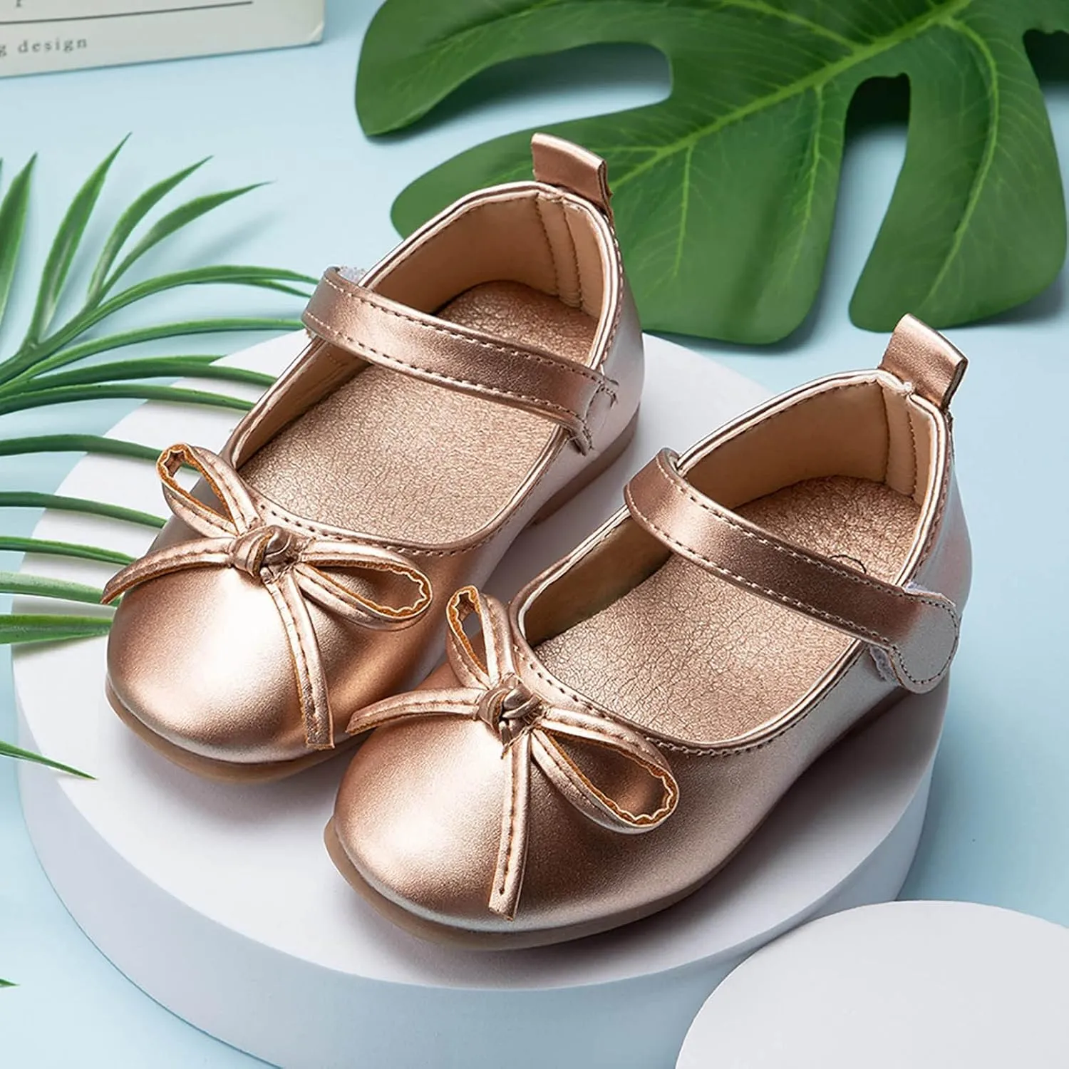 Girls Dress Shoes,1-4 Years Kids Leather Princess Shoes with Bow Non Slip Children Student Ballet Shoes Baby Shoes