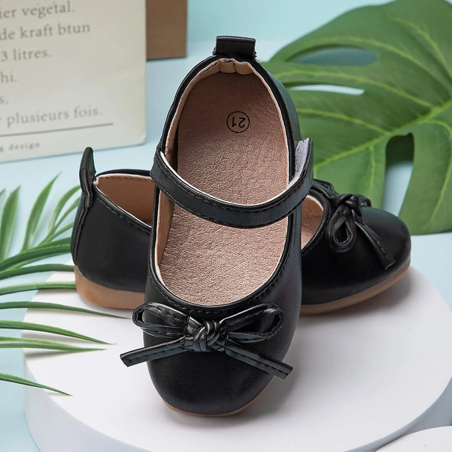 Girls Dress Shoes,1-4 Years Kids Leather Princess Shoes with Bow Non Slip Children Student Ballet Shoes Baby Shoes