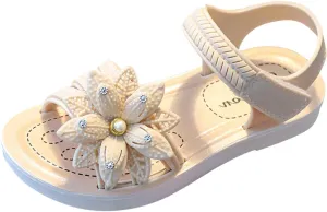 Girls Flower Open Toe Princess Sandals Foam Sole Soft Dress Shoes Baby Kids Summer Casual Slip On Dance Loafers Fashion