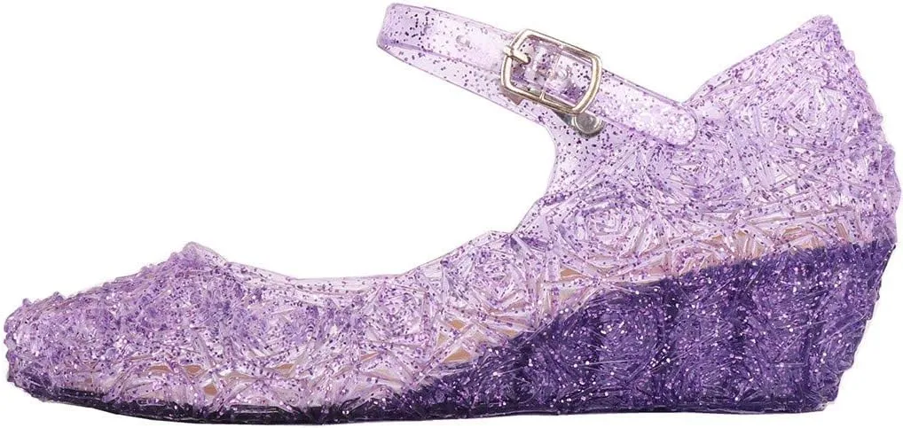 Girls Jelly Sandals Princess Cosplay Dress Up Mary Jane lats Heels Dance Pary Single Shoes for Kids Toddler