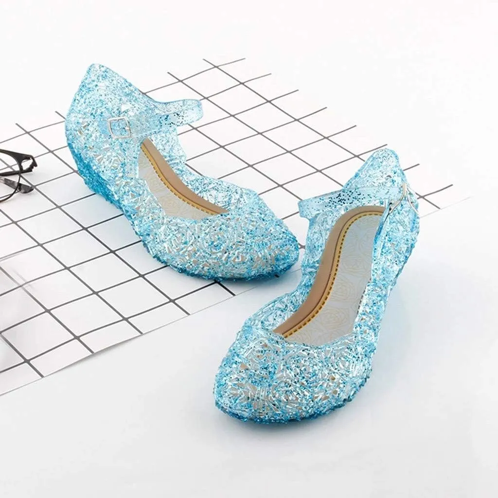 Girls Jelly Sandals Princess Cosplay Dress Up Mary Jane lats Heels Dance Pary Single Shoes for Kids Toddler