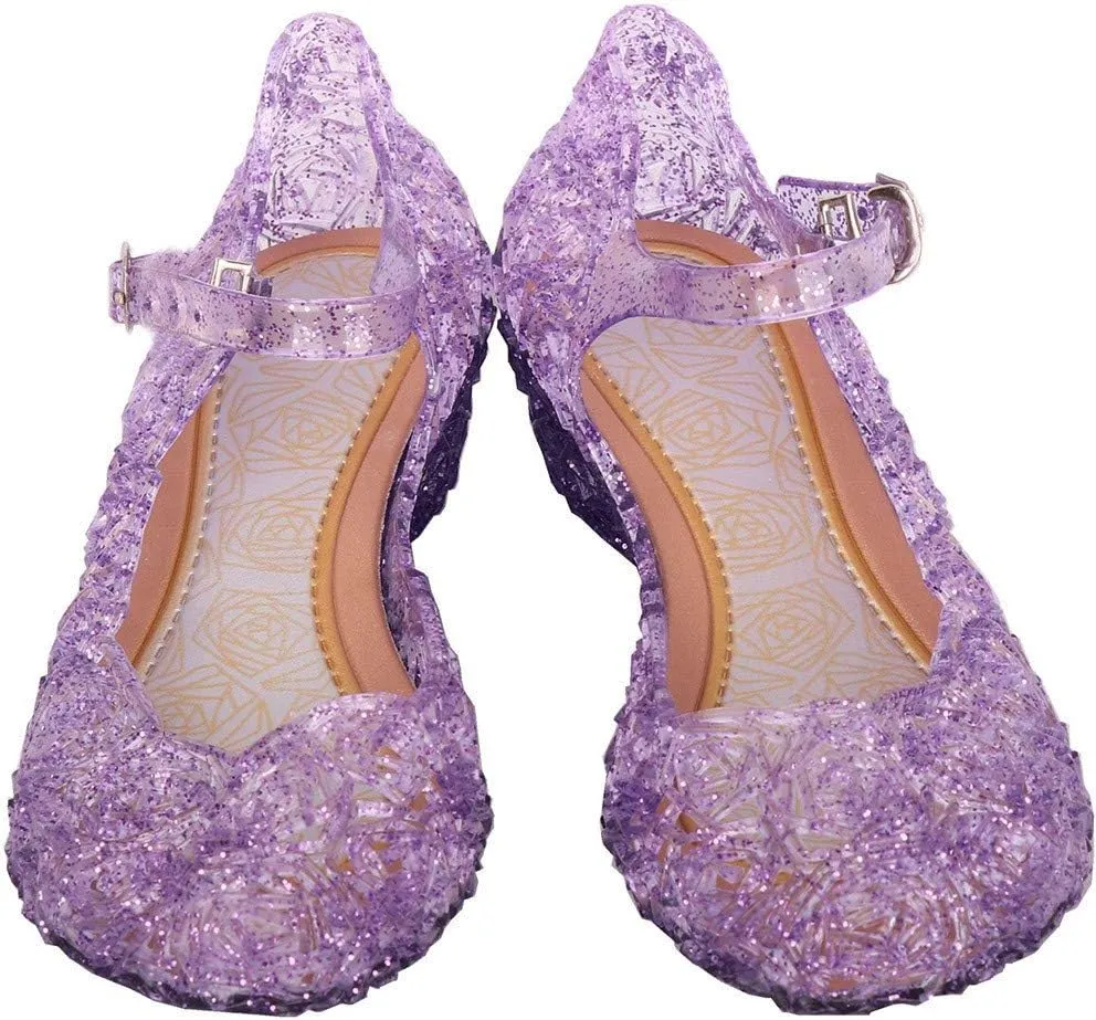 Girls Jelly Sandals Princess Cosplay Dress Up Mary Jane lats Heels Dance Pary Single Shoes for Kids Toddler