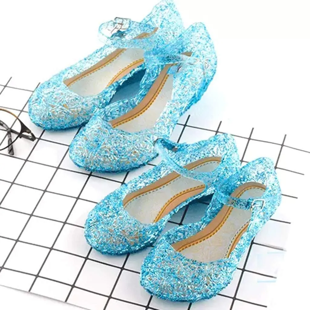 Girls Jelly Sandals Princess Cosplay Dress Up Mary Jane lats Heels Dance Pary Single Shoes for Kids Toddler