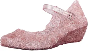 Girls Jelly Sandals Princess Cosplay Dress Up Mary Jane lats Heels Dance Pary Single Shoes for Kids Toddler