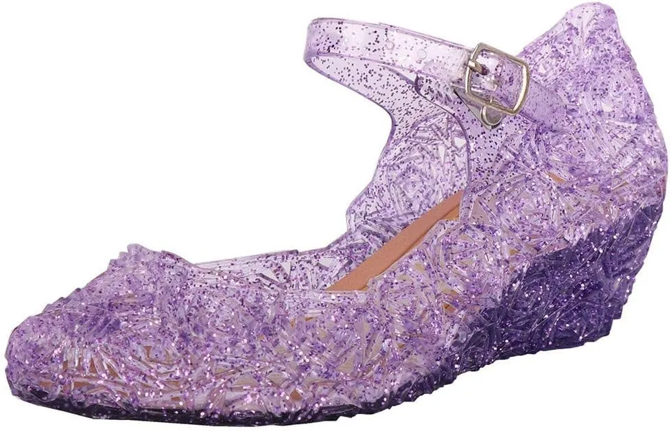 Girls Jelly Sandals Princess Cosplay Dress Up Mary Jane lats Heels Dance Pary Single Shoes for Kids Toddler
