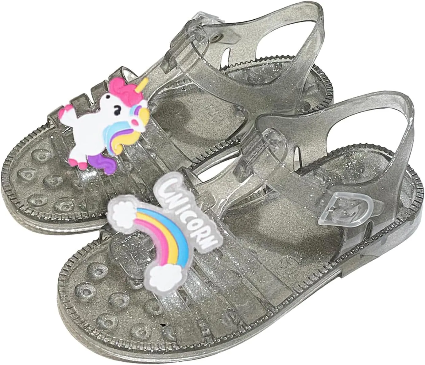 Girls Jelly Sandals Rainbow Summer Princess Dress Up Flats Shoes Mary Jane Shoes Birthday Party Dance Casual Flat Sandals