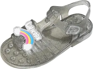 Girls Jelly Sandals Rainbow Summer Princess Dress Up Flats Shoes Mary Jane Shoes Birthday Party Dance Casual Flat Sandals