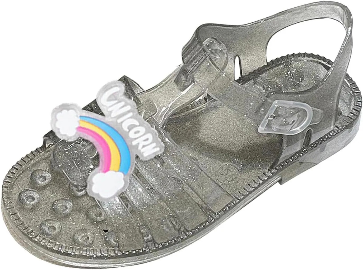 Girls Jelly Sandals Rainbow Summer Princess Dress Up Flats Shoes Mary Jane Shoes Birthday Party Dance Casual Flat Sandals