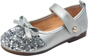Girls Kids Pearl Sequins Bow Sandals Summer Closed Toe Ankle Shoes Toddler Gold ow Heels Dress Dance Shoes