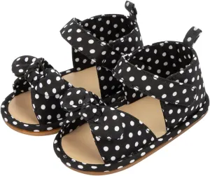 Girls Kids Rubber Sole Flat Canvas Ankle Sandals Bow Open Toe Summer Wide Shoes Baby Toddler Soft Comfy Slip On Shoes