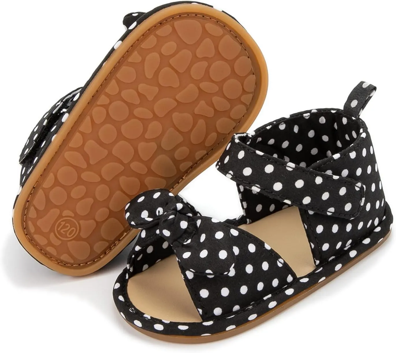 Girls Kids Rubber Sole Flat Canvas Ankle Sandals Bow Open Toe Summer Wide Shoes Baby Toddler Soft Comfy Slip On Shoes
