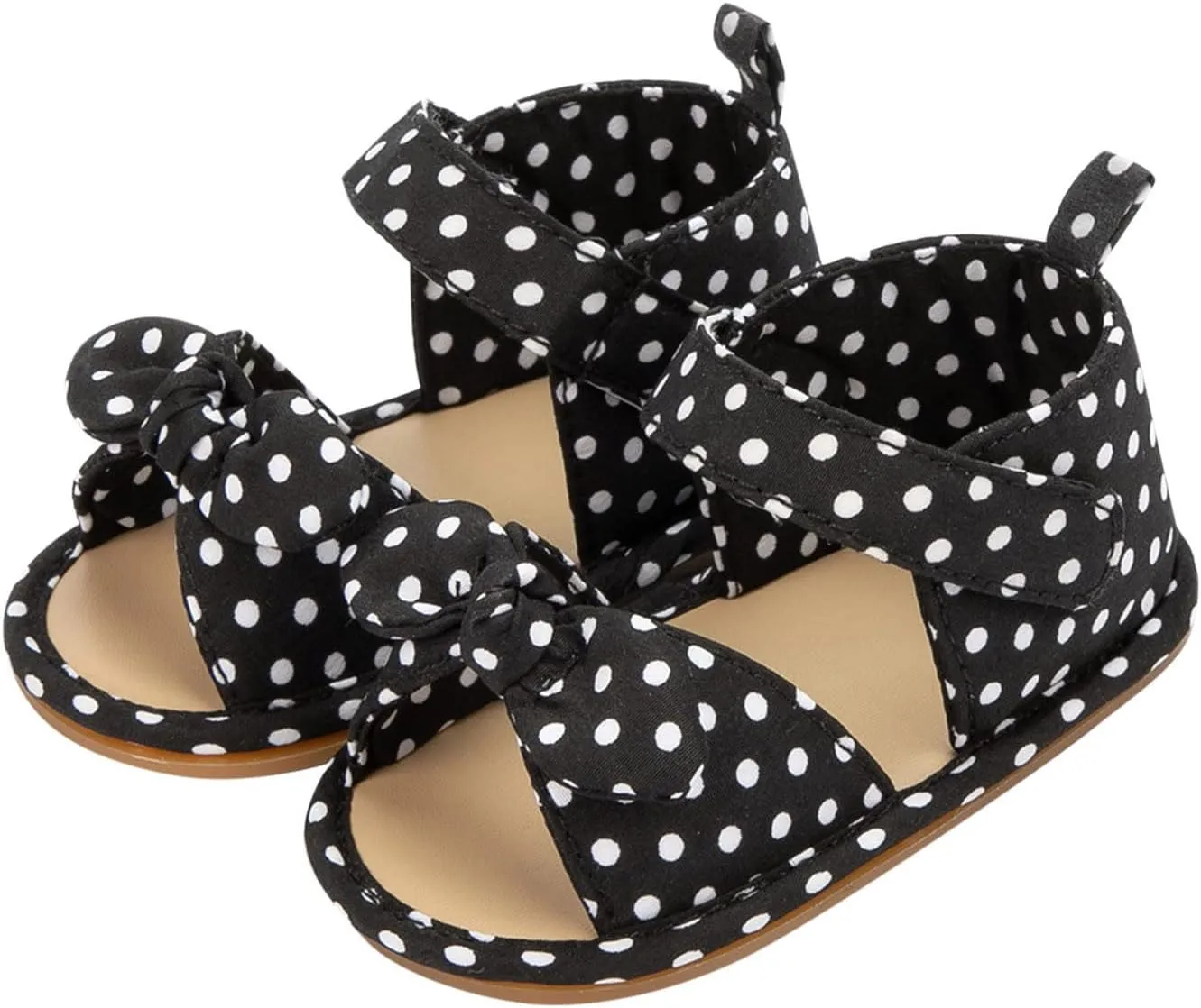 Girls Kids Rubber Sole Flat Canvas Ankle Sandals Bow Open Toe Summer Wide Shoes Baby Toddler Soft Comfy Slip On Shoes