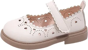 Girls Mary Jane School Flats Flower Wedding Party Dress Shoes Closed Toe Soft Sole Leather Wedges Sandals Breathable