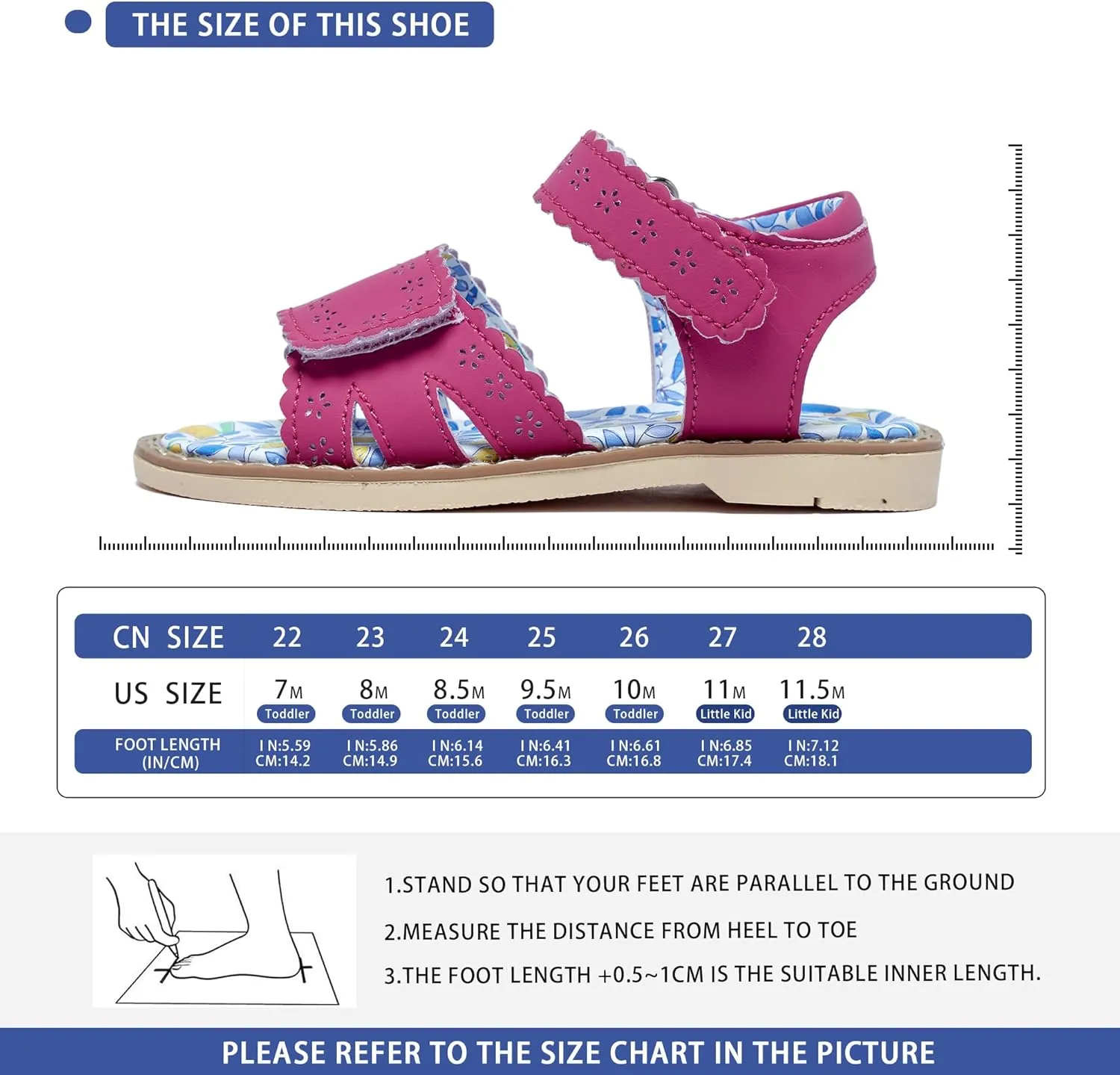 Girls' Sandals With Open Toe Double Buckle Summer Shoes, Genuine Leather Soft Anti Slip Flat Sandals (Girl/Children)