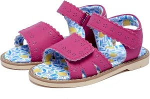 Girls' Sandals With Open Toe Double Buckle Summer Shoes, Genuine Leather Soft Anti Slip Flat Sandals (Girl/Children)