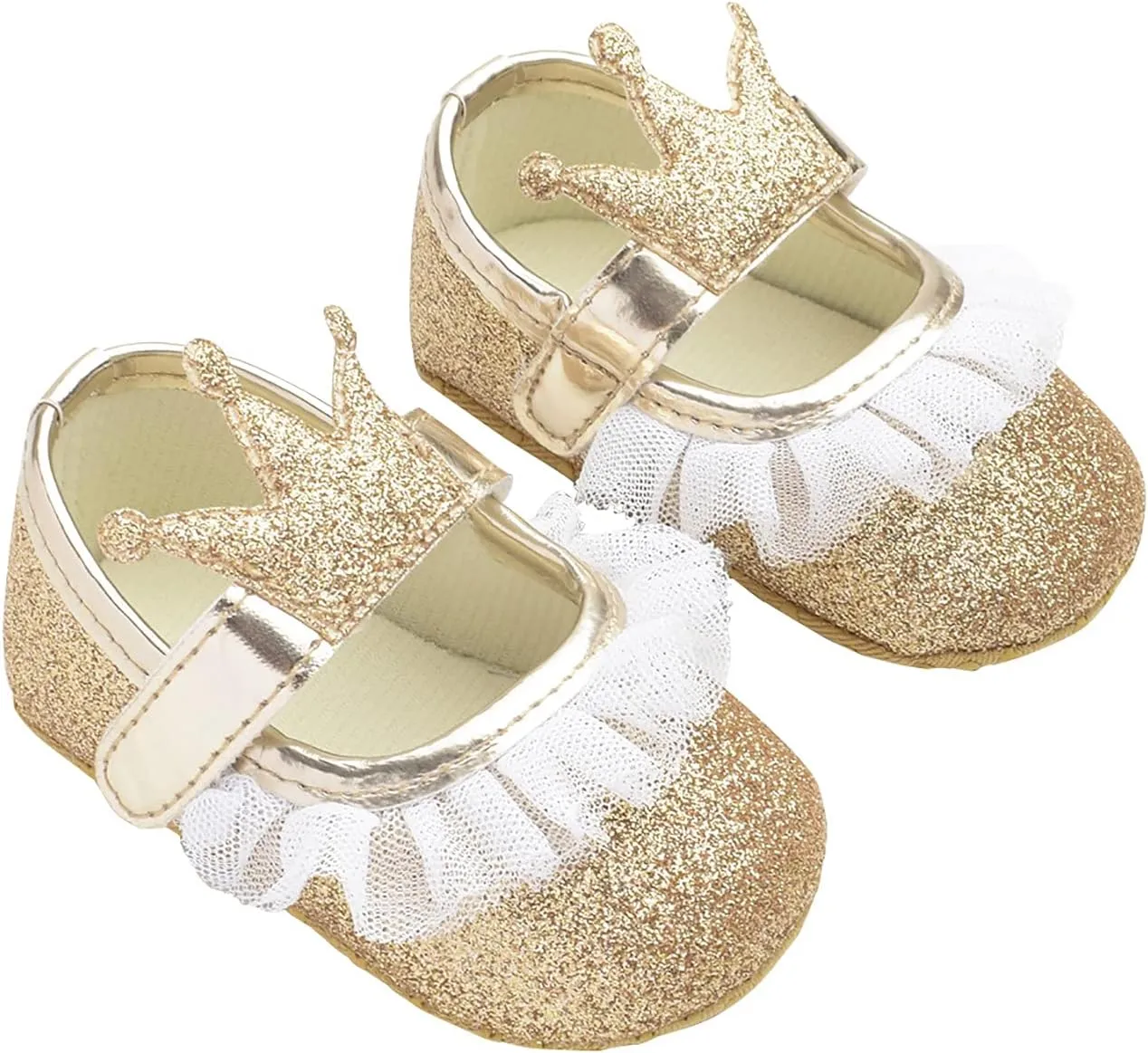 Girls Slip on Sneakers Soft Crown Yarn Toddler Princess Shoes Shoes Shape Fashion Baby Light up Tennis Shoes