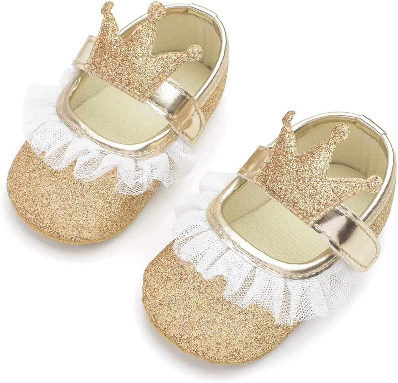Girls Slip on Sneakers Soft Crown Yarn Toddler Princess Shoes Shoes Shape Fashion Baby Light up Tennis Shoes