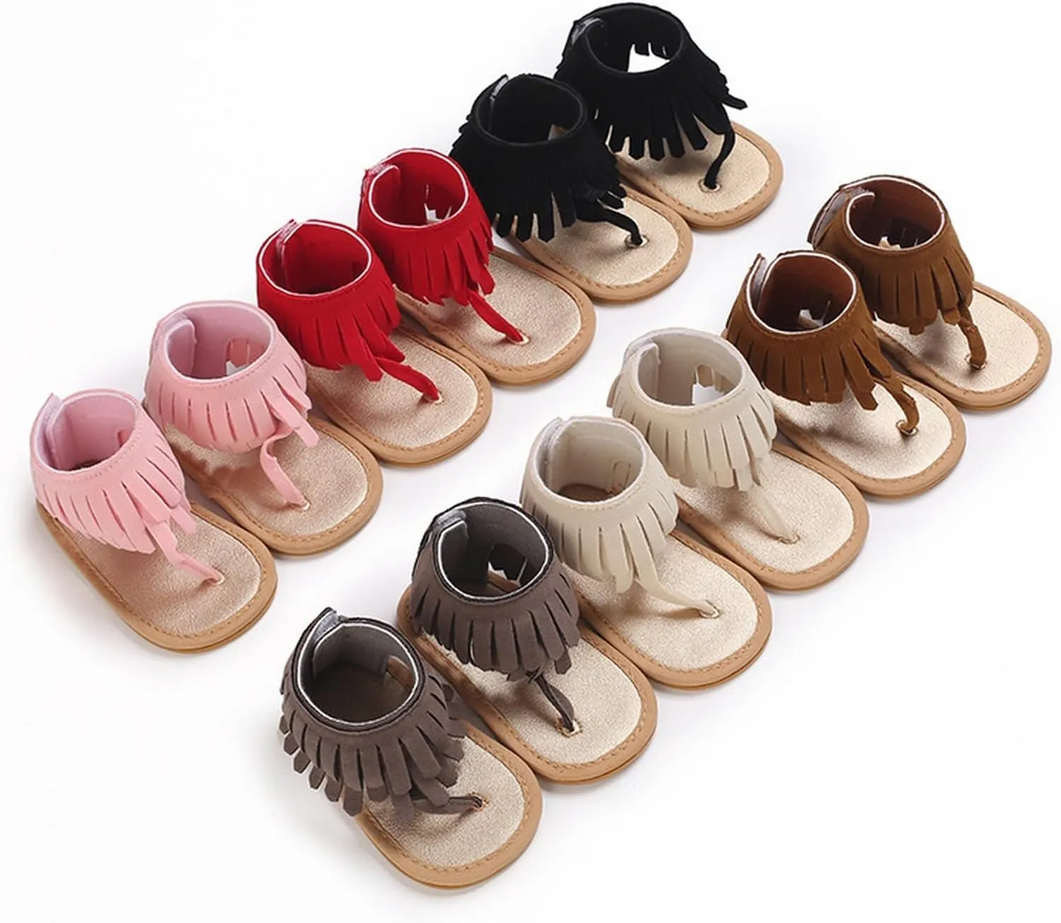 Girls Tassels Sandals Kids Open Toe Breathable Flip Flop Non-Slip Rubber Soft Sole Outdoor Shoes for Toddler Kids