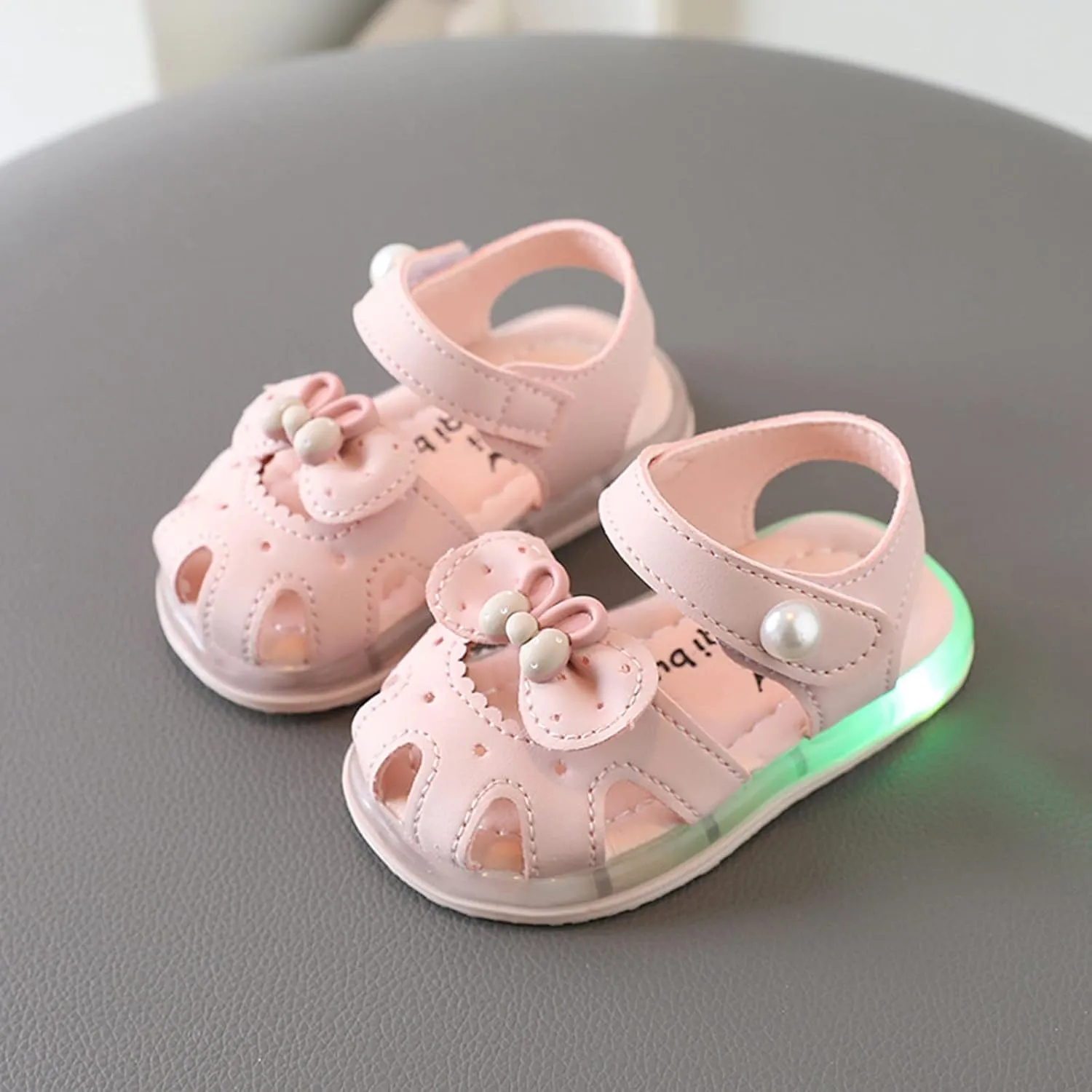 GirlsSandals Summer Baby Princess Shoes Soft Sole Baotou Anti Slip Children Walking Shoes Baby Girl Sandals (Pink, 5.5 Infant)