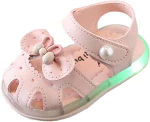 GirlsSandals Summer Baby Princess Shoes Soft Sole Baotou Anti Slip Children Walking Shoes Baby Girl Sandals (Pink, 5.5 Infant)