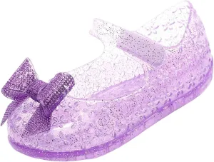 Glitter Jelly Sandals for Girls Kids Mary Jane Dance Party Cosplay Shoes Bowknot Fancy Princess Dress Up Flat Summer Sandals