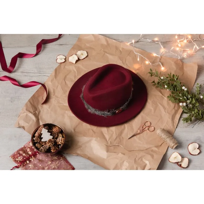 Hicks & Brown Chelsworth Coque & Pheasant Fedora - Maroon